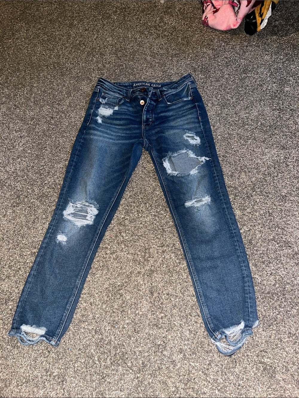American Eagle Outfitters Distressed Dark Blue Boyfriend Jeans